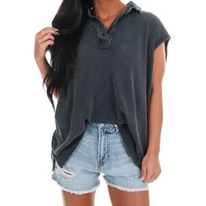Free People Sleeveless Polo Top